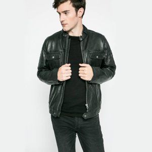 Pepe Jeans pánská černá kožená bunda Cinnamon - XXL (999)